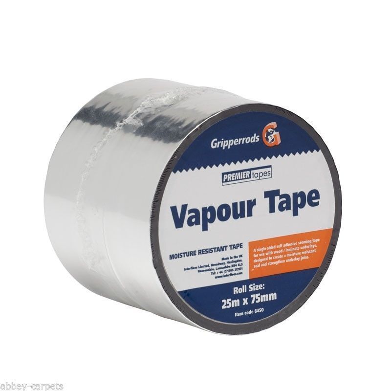 LAMINATO & legno collegata argento vapore NASTRO 25 metri x 75mm larghezza