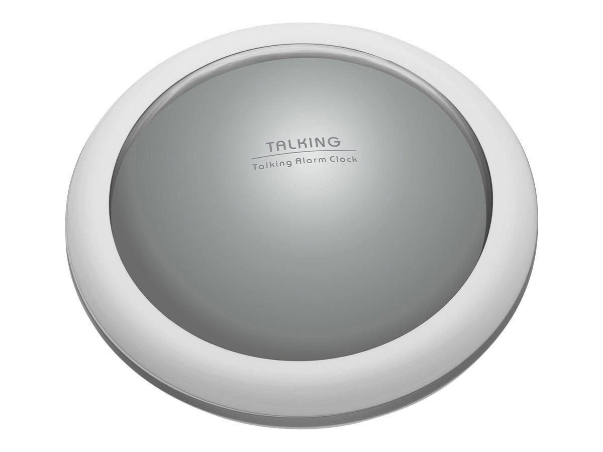 TFA TALK Alarm clock round quartz desktop white, silver 60.2008.54