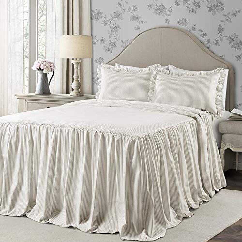 (TG. completo) Lush Décor Lush Decor Ticking Stripe Bedspread Wheat Shabby Chic