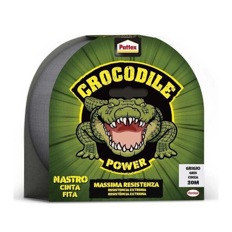 PATTEX CROCODILE NASTRO CINTA IN ROTOLO DA 20 MT IN COLORE GRIGIO