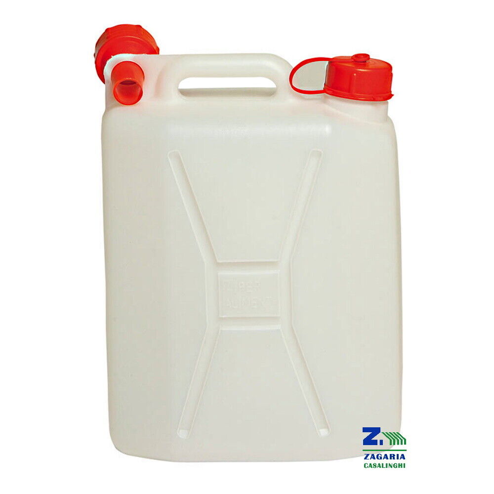 TANICA LATTINA CONTENITORE LT. 10 IN PLASTICA BIANCA PER ALIMENTI CON BECCO