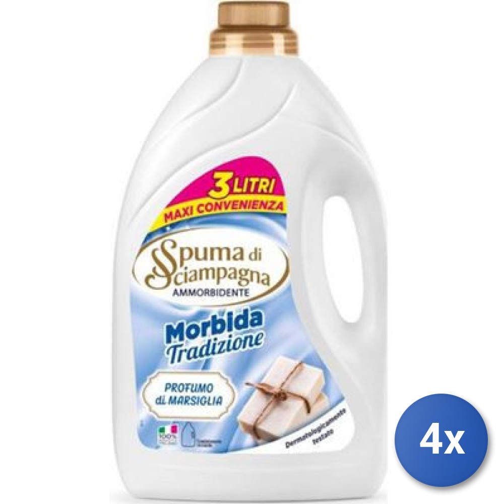 4x Bundle Spuma Di Sciampagna Ammorbidente Marsiglia Lt 3