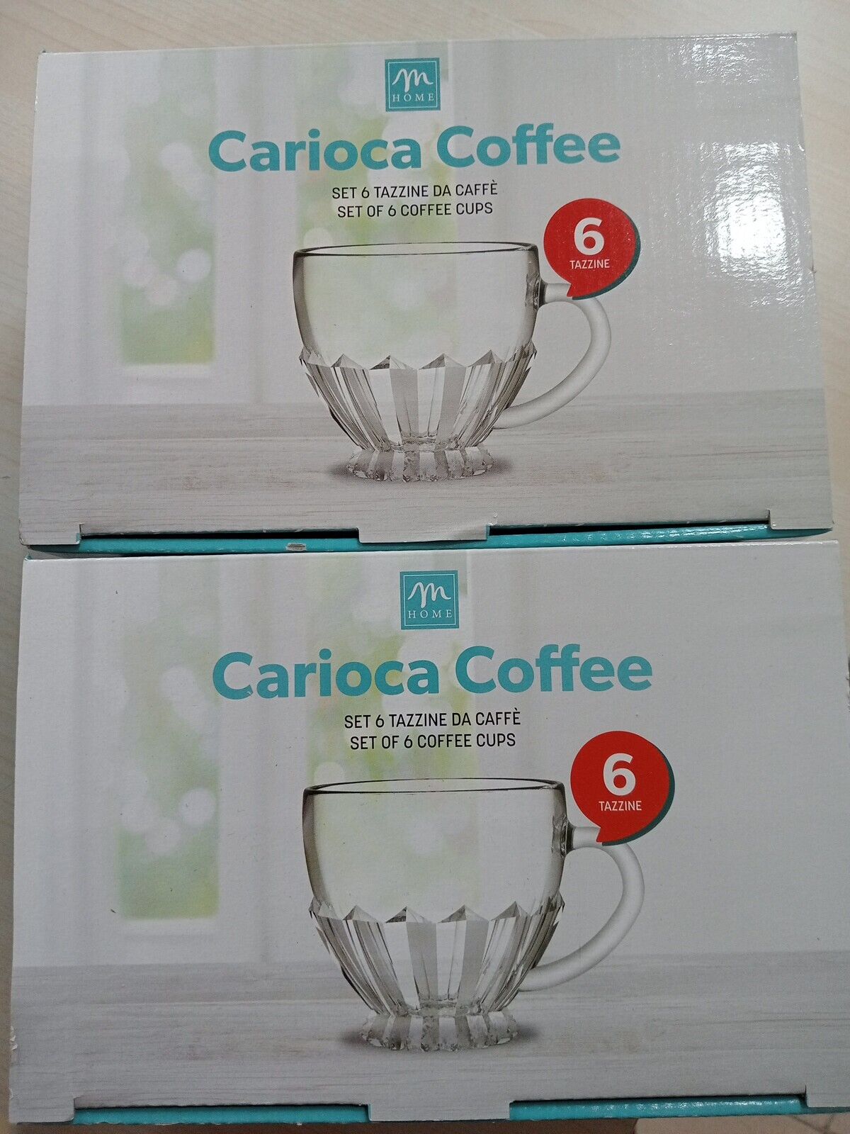 SET 6 TAZZE TAZZINE STELLA 10CL PER CAFFE PUNCH ESPRESSINO VETRO TRASPARENTE