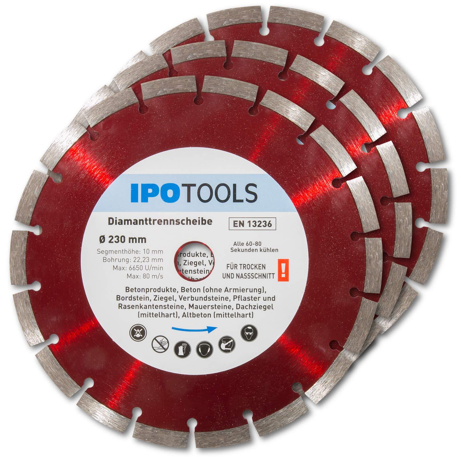 IPOTOOLS Disco Diamantato 230 3x Disco Diamantato 230 Disco Diamantato (X1P)