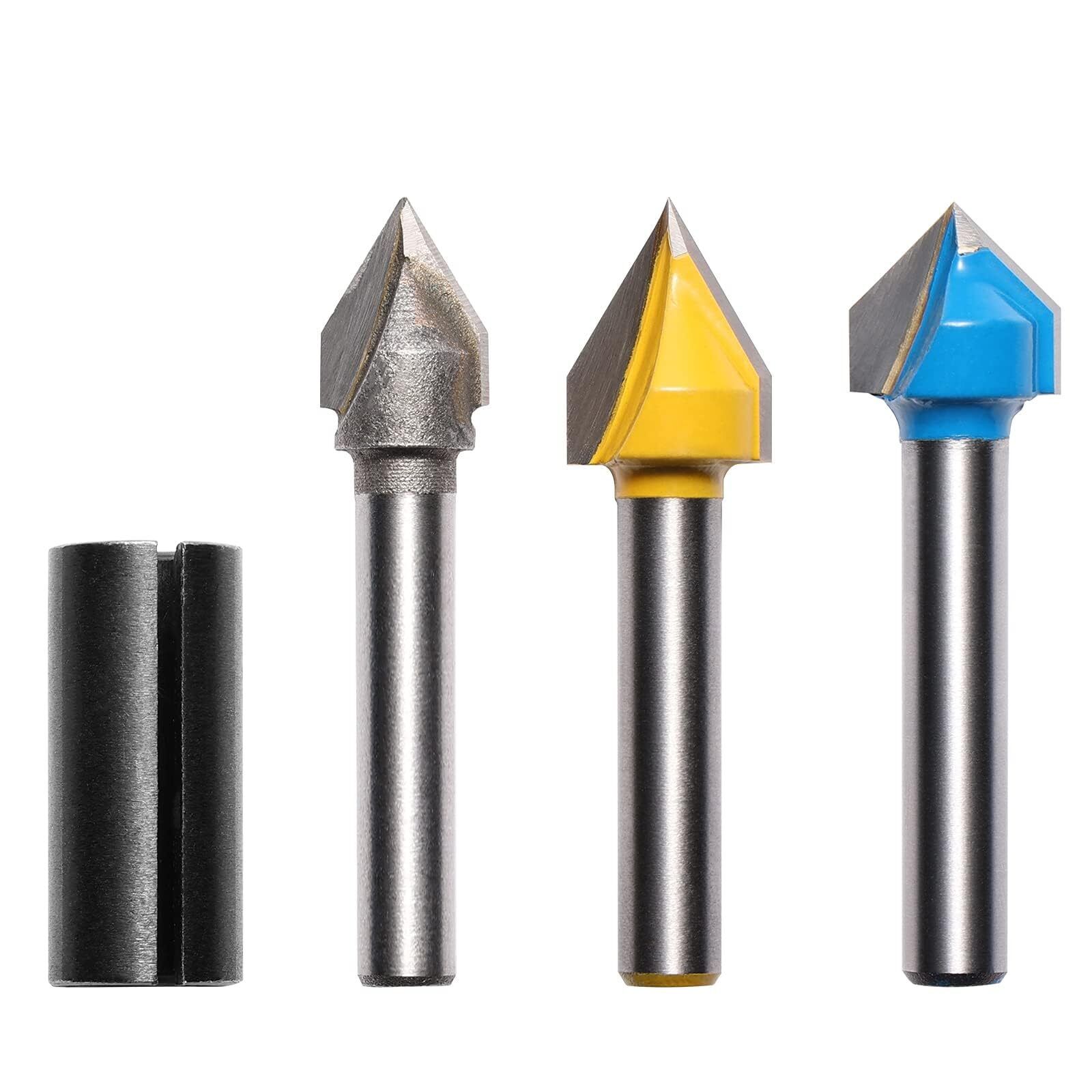 Genmitsu 1/4'' V Grooving Router Bit Set, 60 gradi e 90 gradi CNC Router (r9X)