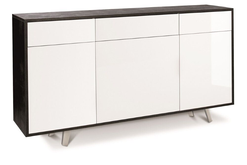 Mobile Madia 3 ante e 3 Cassetti H92 L164 P41 Cm struttura color Nero ossido fro