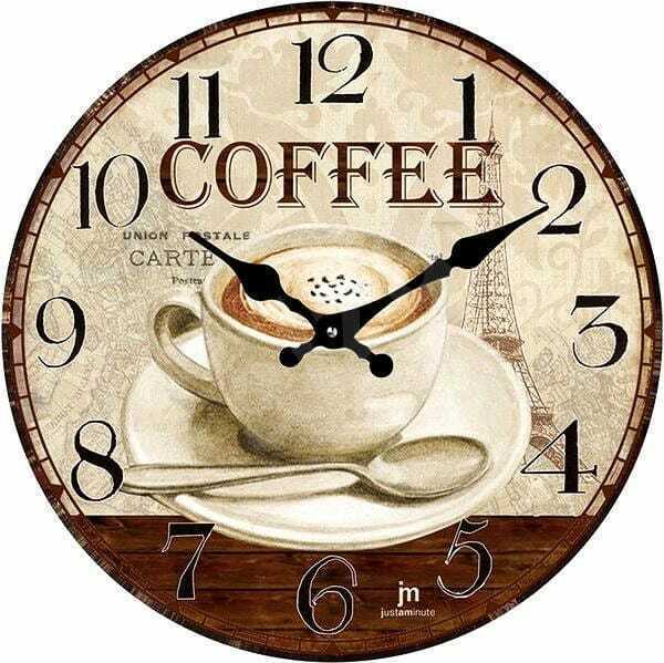 LOWELL Orologio da Parete ø 33.5 cm materiale Vetro Estetica Caffe Shabby 14858