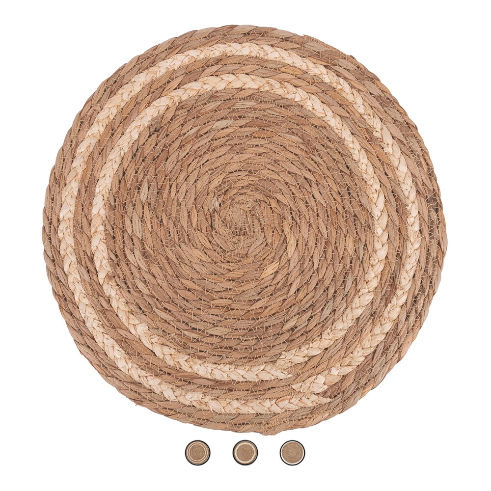 Tovaglietta tonda con intreccio di foglie naturali 40 cm Natural