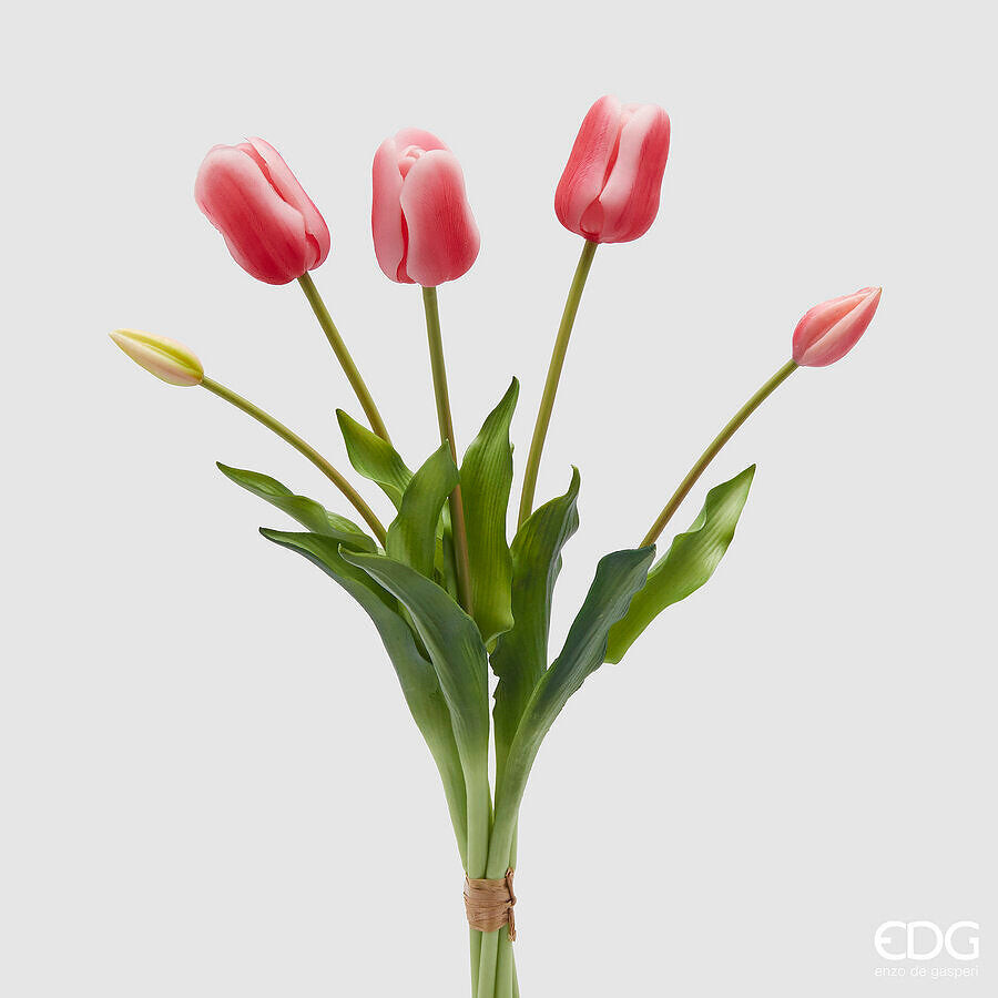 EDG Enzo De Gasperi EDG Enzo De Gasperi Bouquet 5 Tulipani con Foglie Artificial