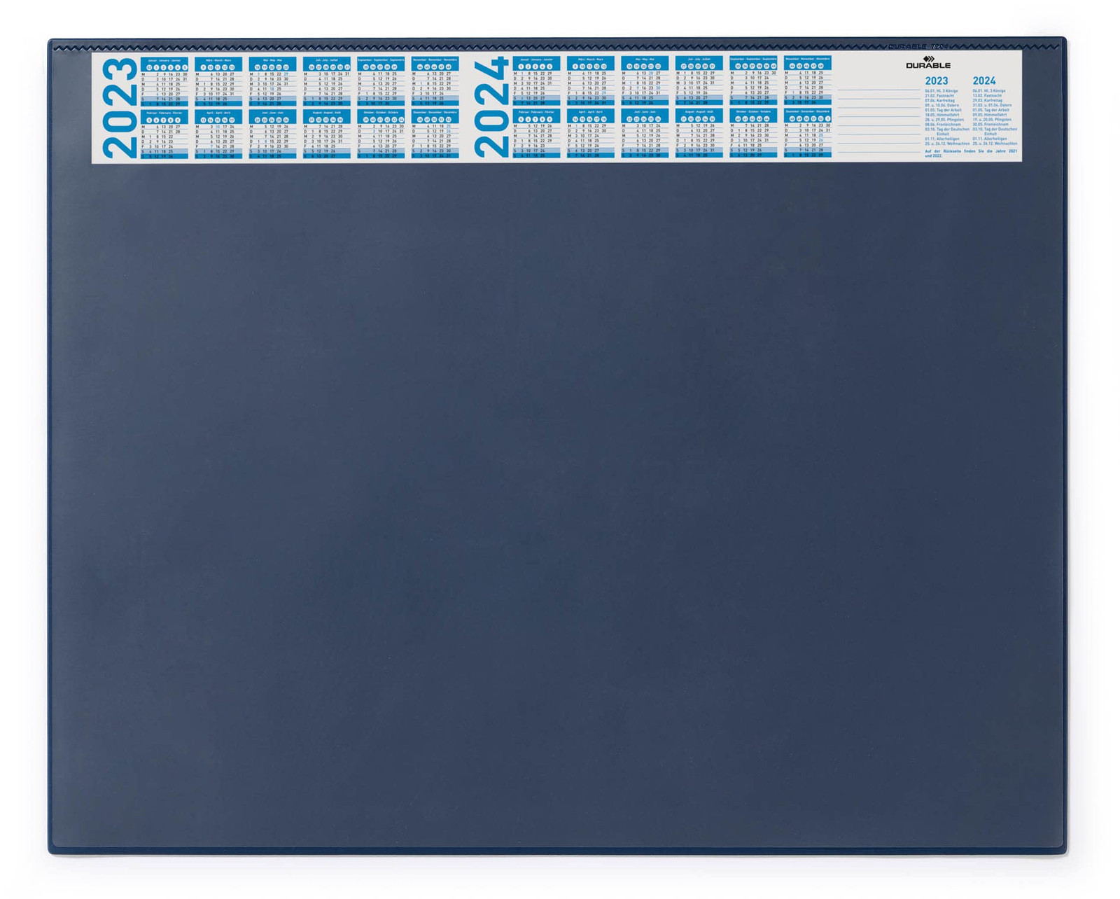 Durable Desk Mat with Annual Calendar Dark Blue   65 x 52 cm   Pack of 1   Anti-