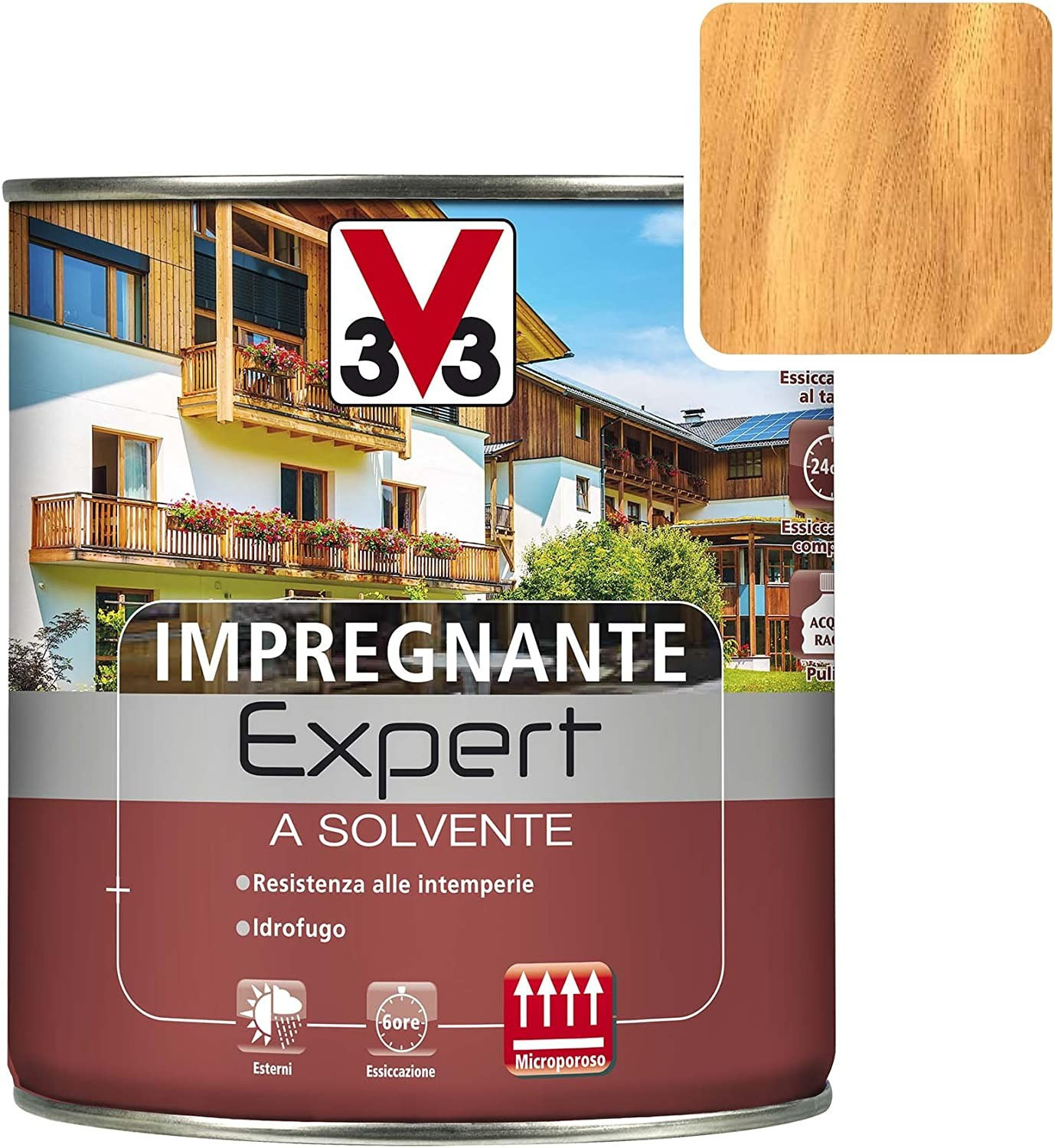 V33 Impregnante a Solvente Linea Expert Colore Noce chiaro 750 ML