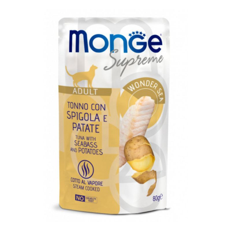 Monge cat supreme busta tonno, spigola e patate 80gr