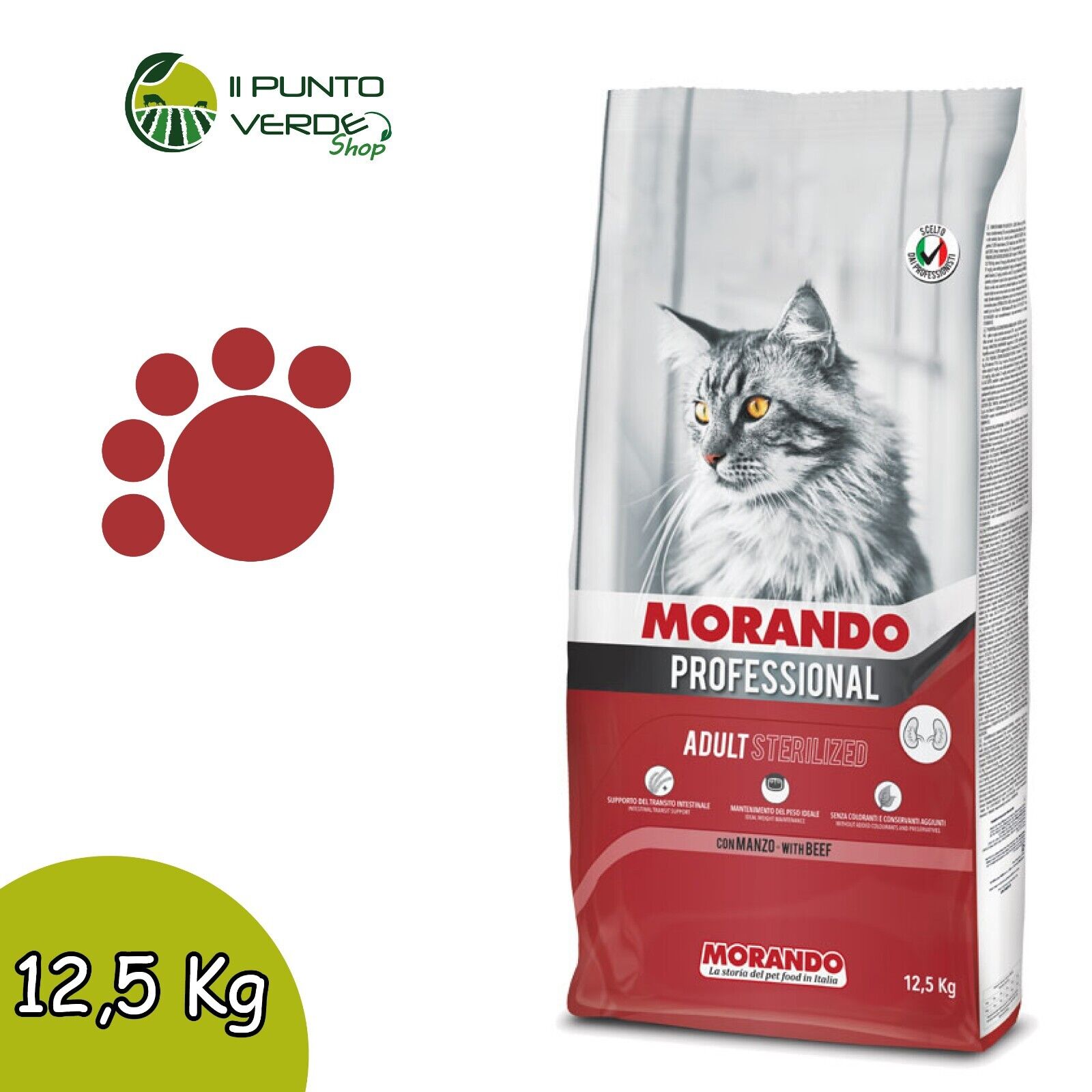 Morando MIGLIOR GATTO STERILIZZATO MANZO 12,5 KG crocchette alta qualità