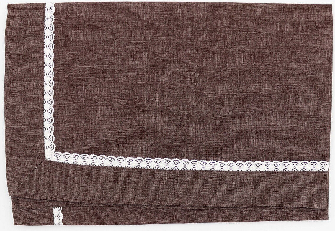 Centrotavola quadrato 90x90 cm rifinito con merletto Marrone - RXH0061-C B. Raya