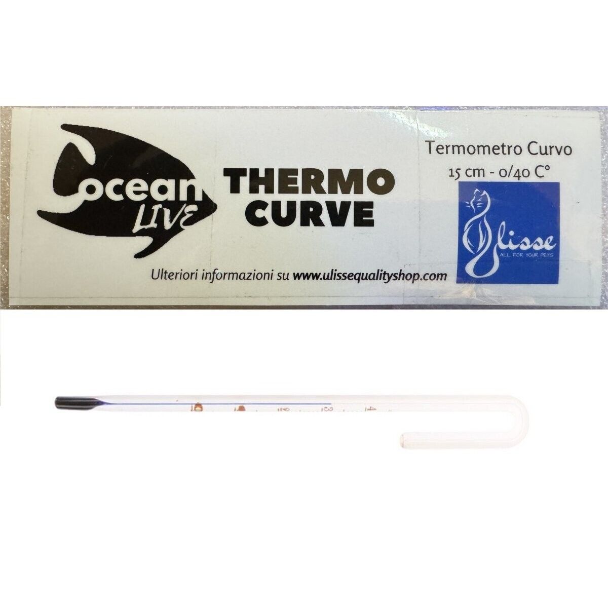 Ulisse Ocean Live Thermo Curve Termometro Curvo in Vetro Temperato per Acquario
