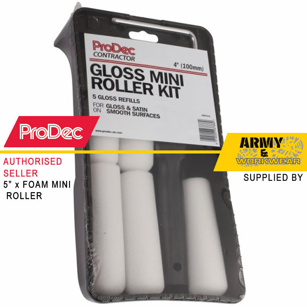Prodec 10.2cm Lucido & Raso Schiuma Mini Rullo Pittura Impresario Set