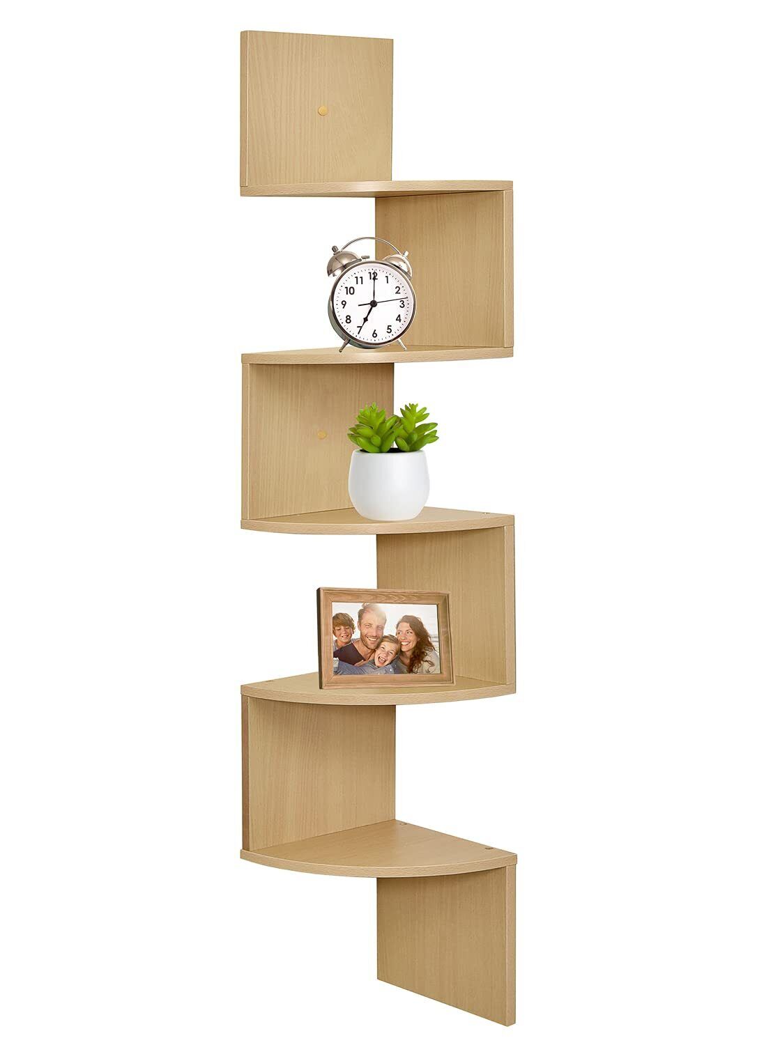 Greenco 5 Tier Wall Mount Corner Shelves espresso Finish Natural (G7l)