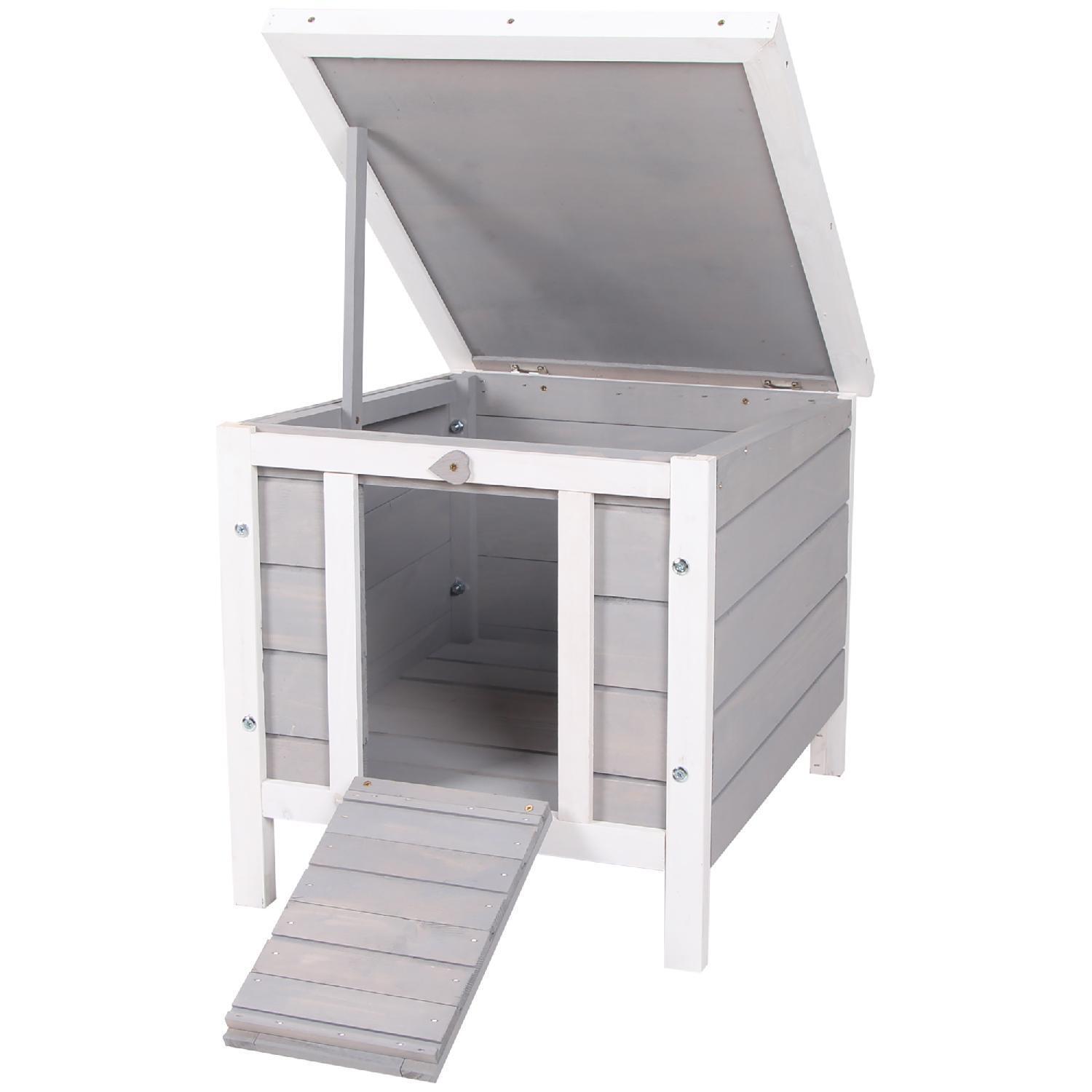 Gabbia per Conigli in Legno da Esterno Tetto Rampa Antiscivolo AllMyPets