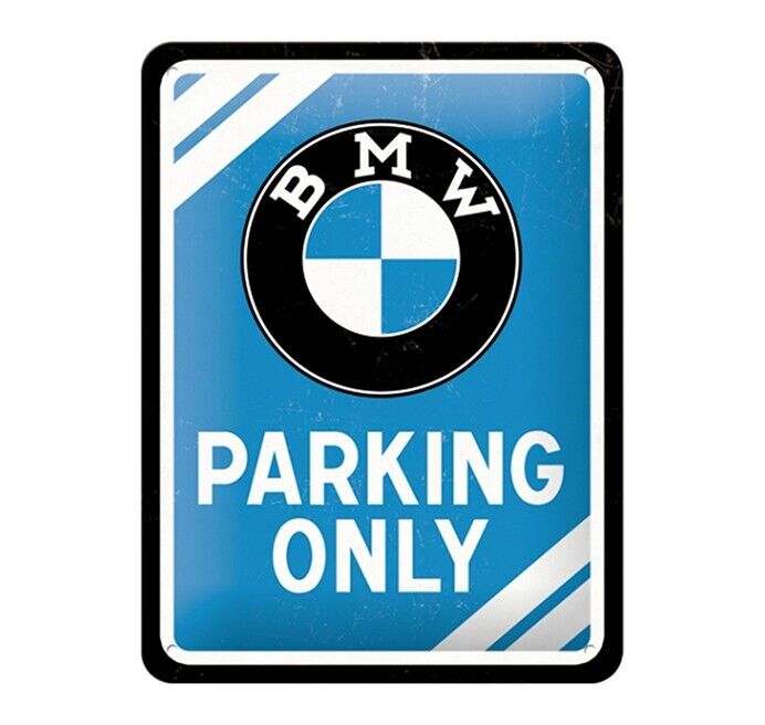 BMW Parking Nostalgic-Art Targa Pubblicitaria In metallo 15x20cm