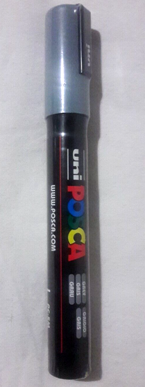 UNIPOSCA PENNARELLO TEMPERA ACRILICA PC-5M PUNTA BULLET 1,8-2,5 MM COLORE GREY