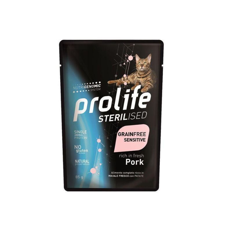 Prolife cat sterilised grain free sensitive maiale 85gr