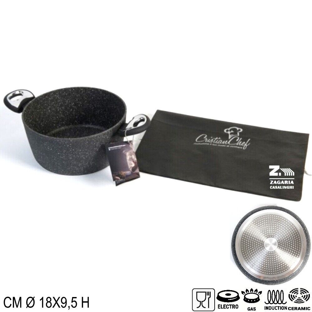 CASSERUOLA SUPERIOR CRISTIAN CHEF DM. CM 18X9,5 H EFFETTO PIETRA CON 2 MANICI