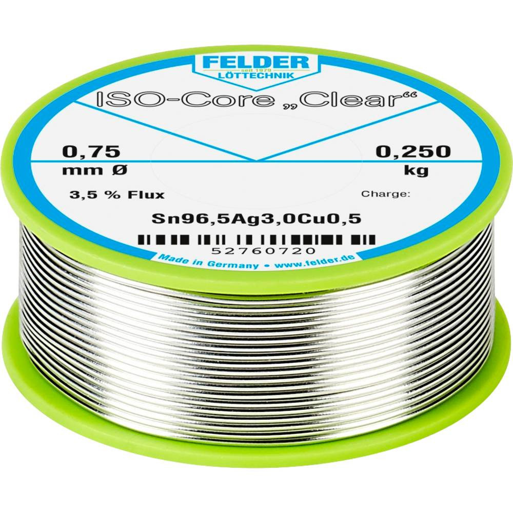 Felder ISO-Core Clear SAC305 Stagno per saldatura Bobina Sn96,5Ag3Cu0,5 0.250
