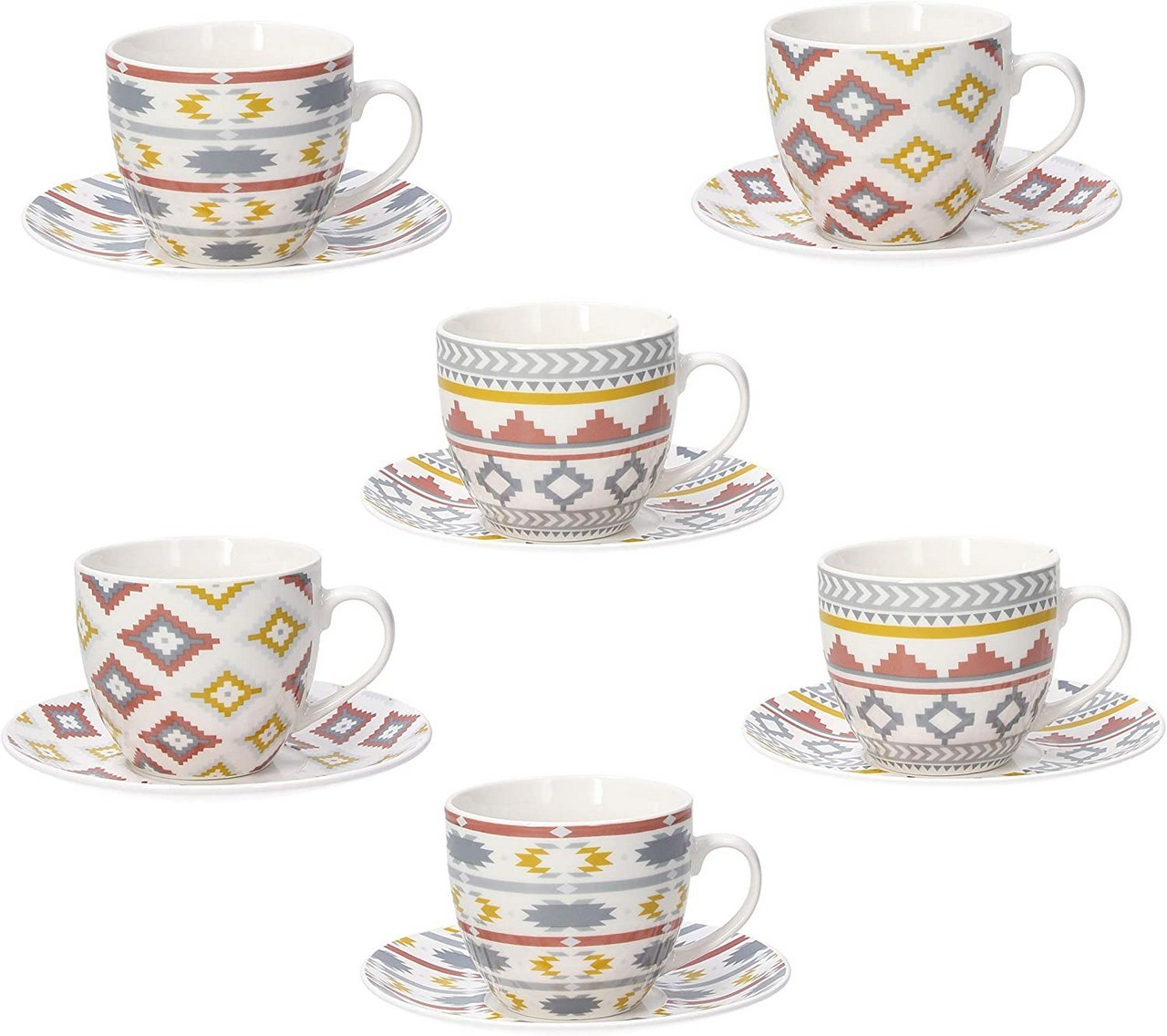TOGNANA Linea IRIS, Tazzine da caffé con piatto KILIM, multicolore, 6pz