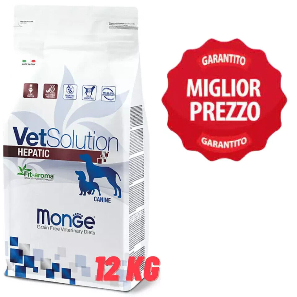 MONGE VETSOLUTION ADULT HEPATIC Crocchette Cane Sacco da 12kg - 12 kg