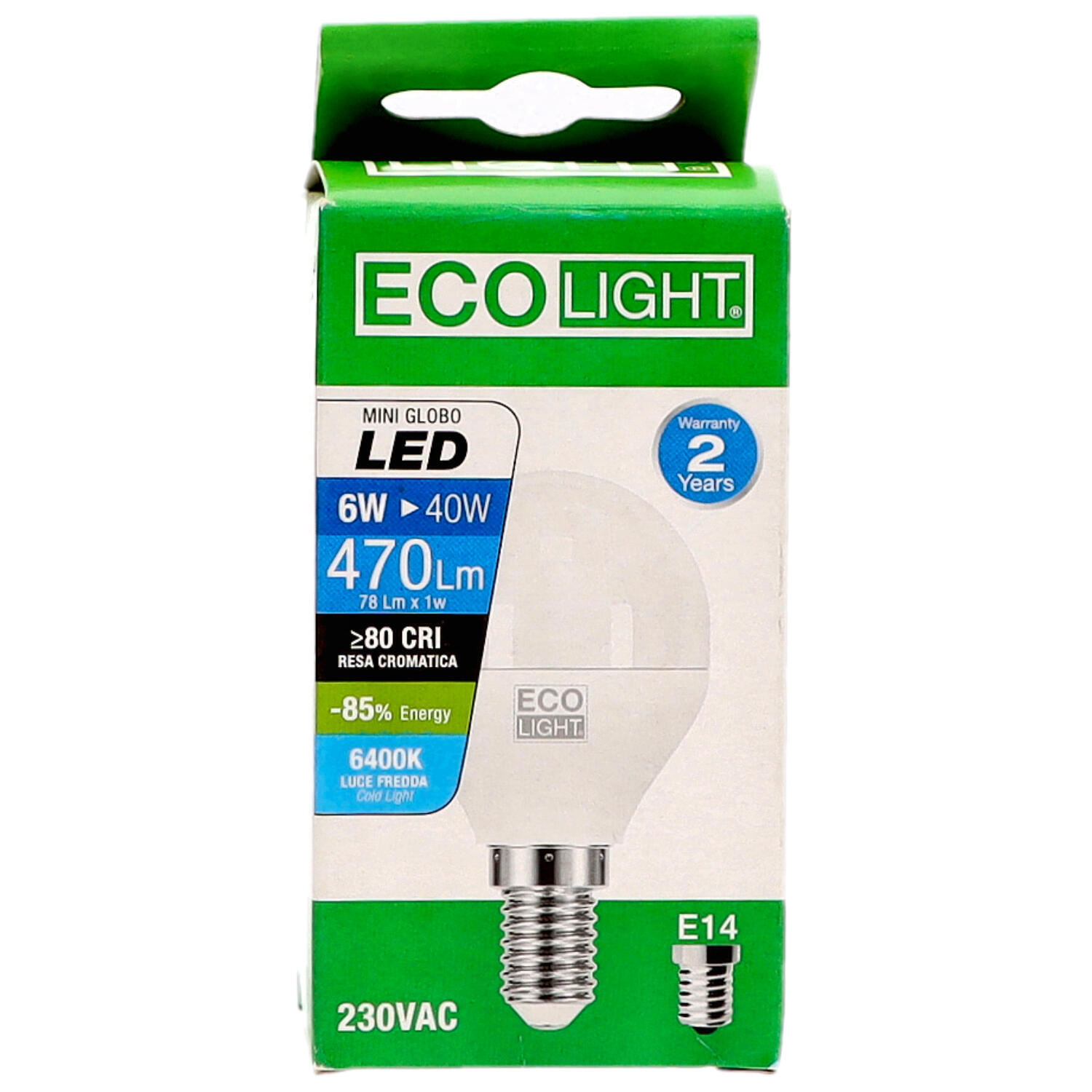 ECOLIGHT LAMPADINA CLASSICA 6W 6400K LUCE FREDDA