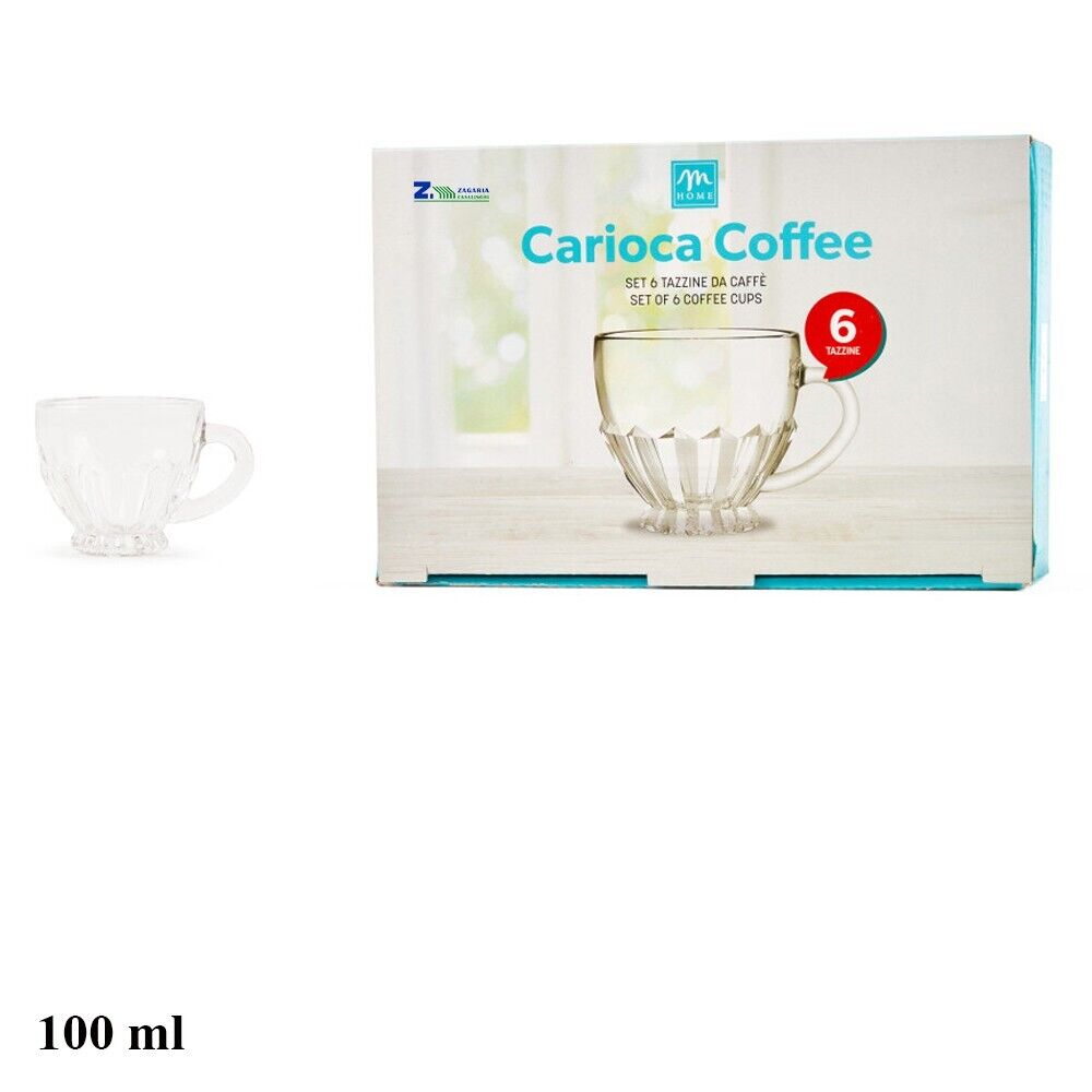 SET 6 TAZZE TAZZINE STELLA 10CL PER CAFFE PUNCH ESPRESSINO VETRO TRASPARENTE