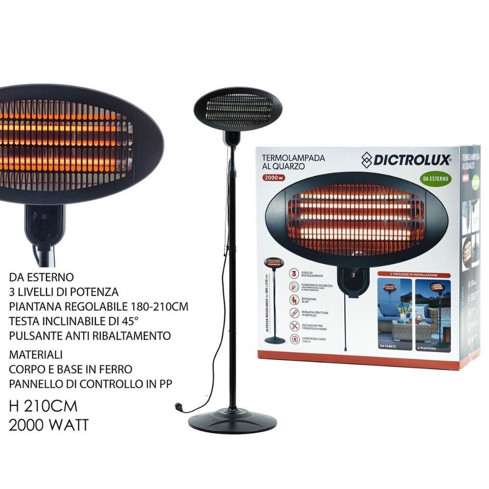 Stufa Esterno 2000W Termosifone Calorifero Elettrico Fungo Esterni Infrarossi