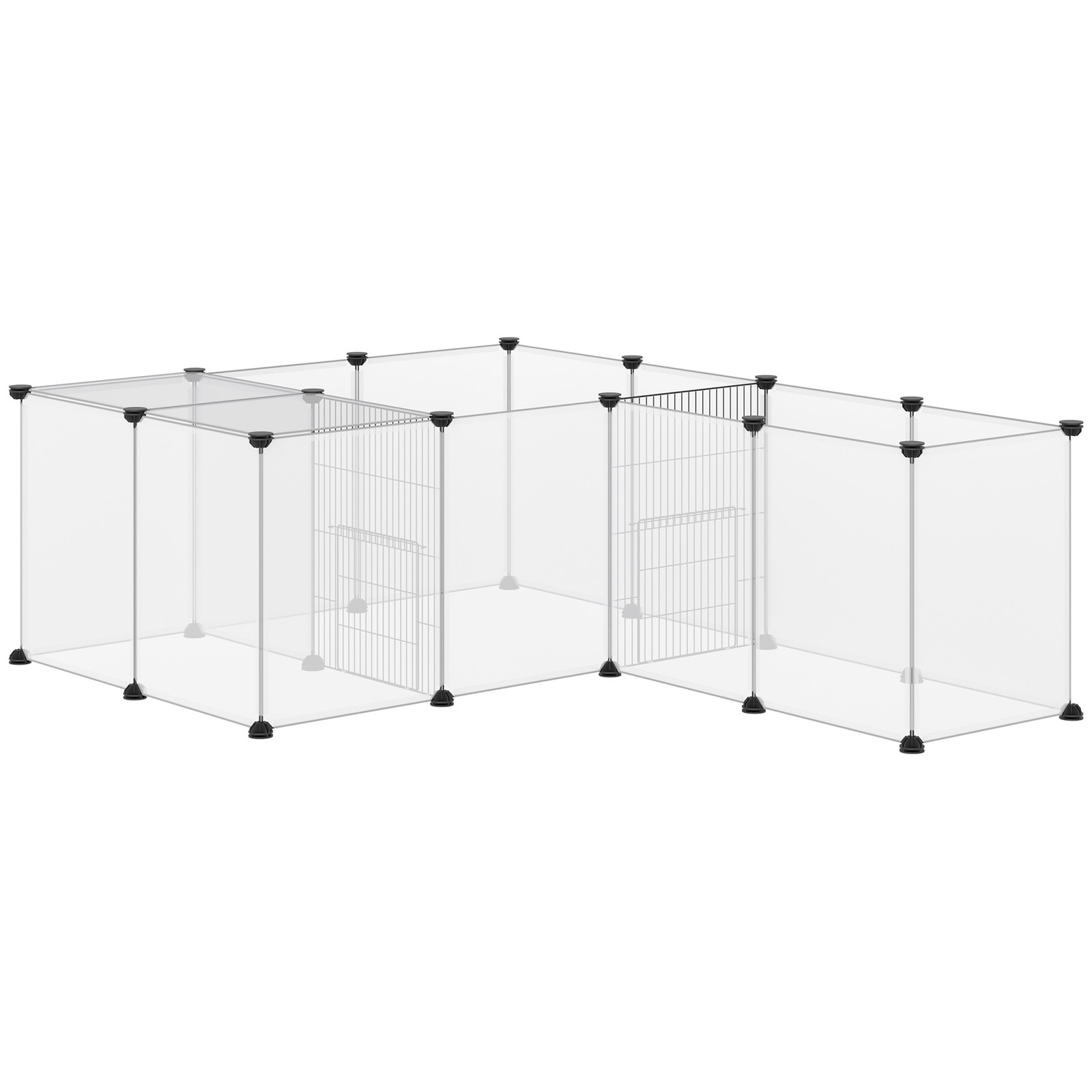 PawHut Recinto per Cuccioli Modulabile con 20 Pannelli e 2 Porte Bianco e Nero