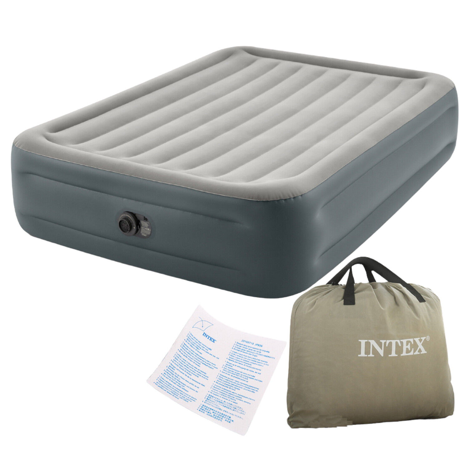 Intex 64126 Materasso Matrimoniale Dura-Beam Gonfiabile con Pompa 152x203x46 cm