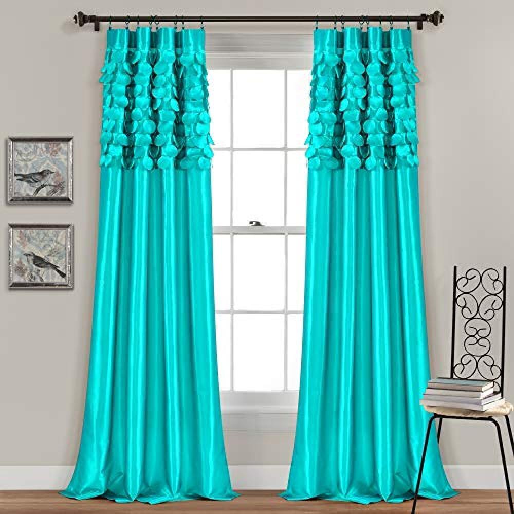(TG. 84 in x 54 in) Lush Decor Circle Dream Window Tenda Pannelli Turquoise - NU