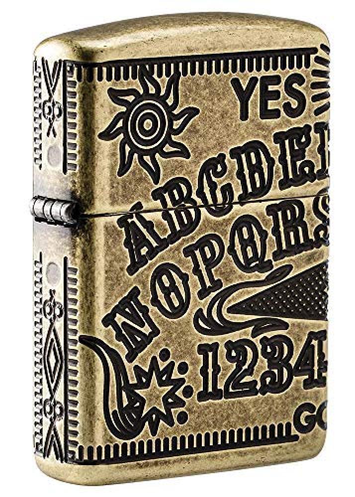 (TG. Taglia unica) Zippo Ouijia Board Armor Antique Brass Pocket Lighter, Accend