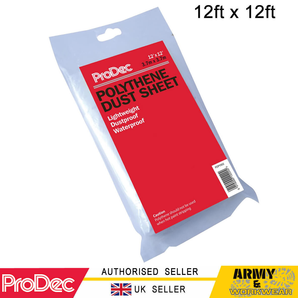 Prodec 12ft x Polietilene Polvere Foglio 3.6m X Decorativi Cover a Tenuta di