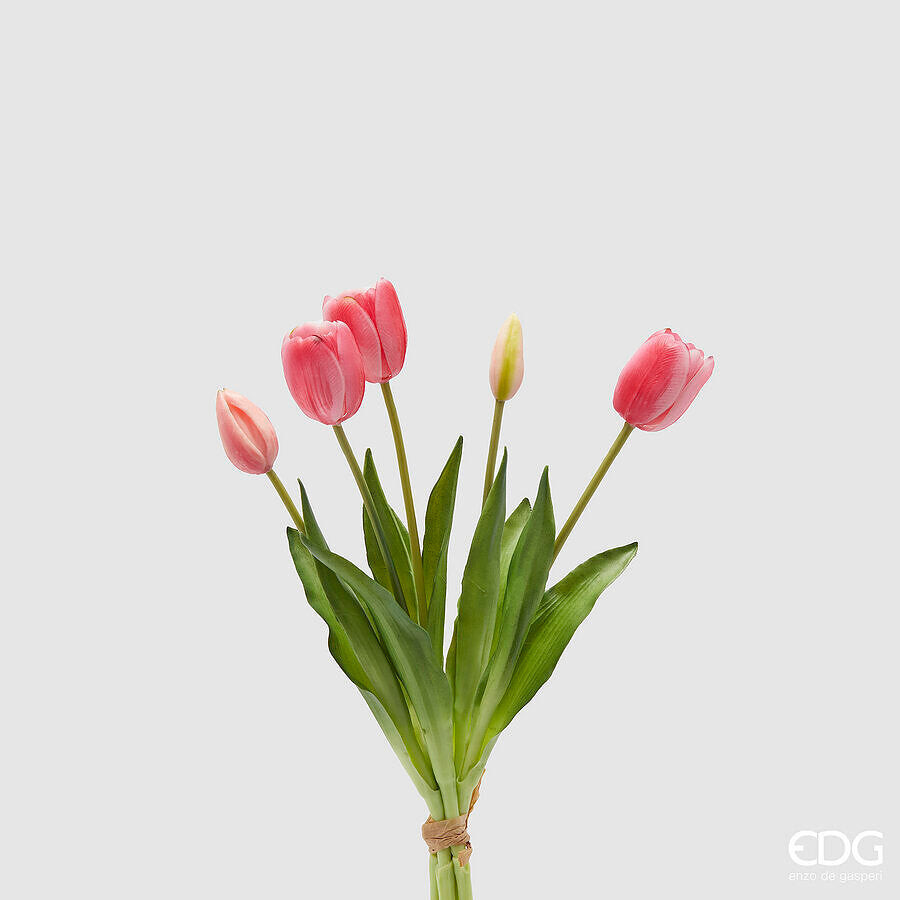 EDG Enzo De Gasperi EDG Enzo De Gasperi Bouquet 5 Tulipani con Foglie Artificial