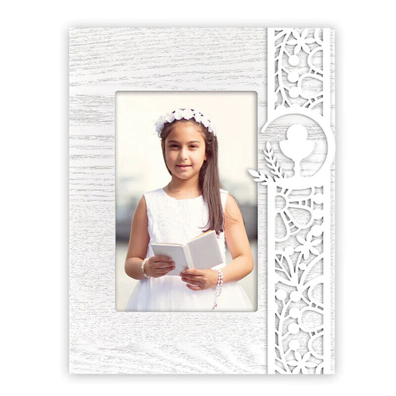 Cornice Bianca per Prima Comunione 10x15 cm - Design Elegante con Dettagli Intag