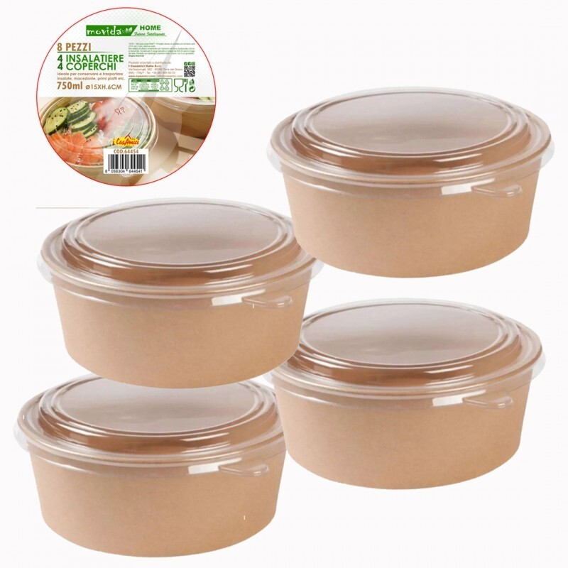 SET 4 INSALATIERE BIO CON COPERCHIO CM.15X6H