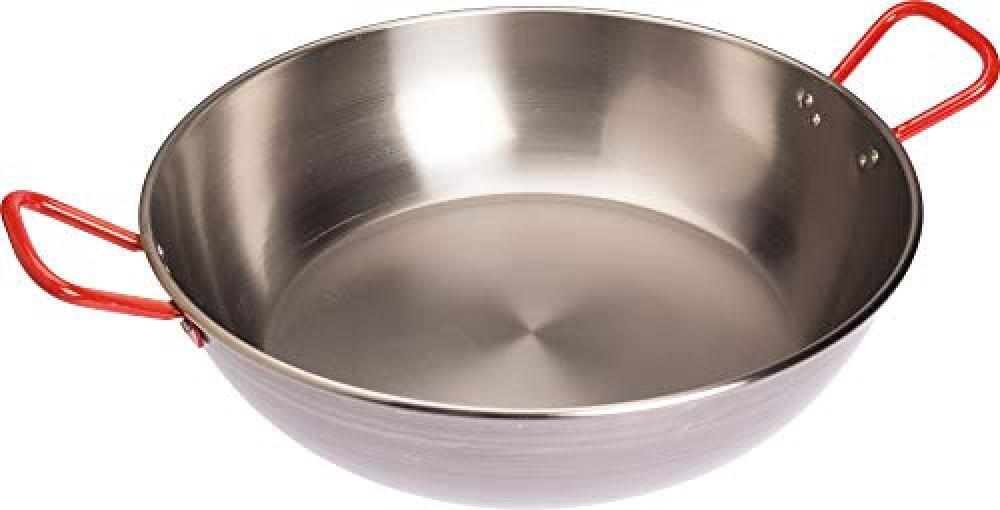 (TG. 50 cm) Friggere Pan di Spagna, Paella, D = 50 cm, Acciaio Lucido 18Liter -