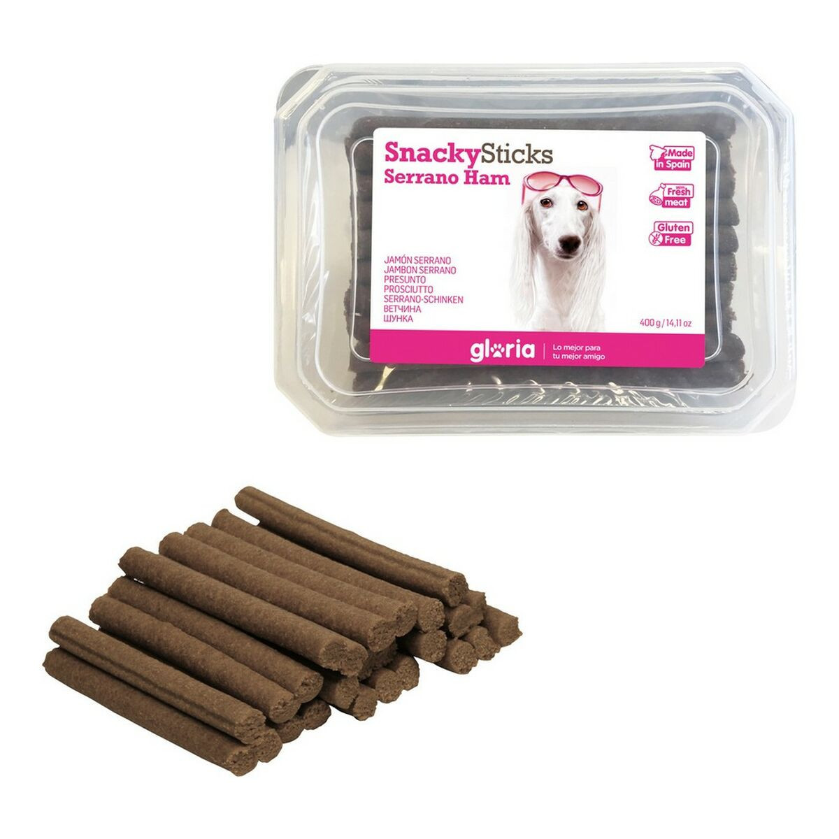 Snack per Cani Gloria Snackys Sticks Prosciutto Barrette [800 g]