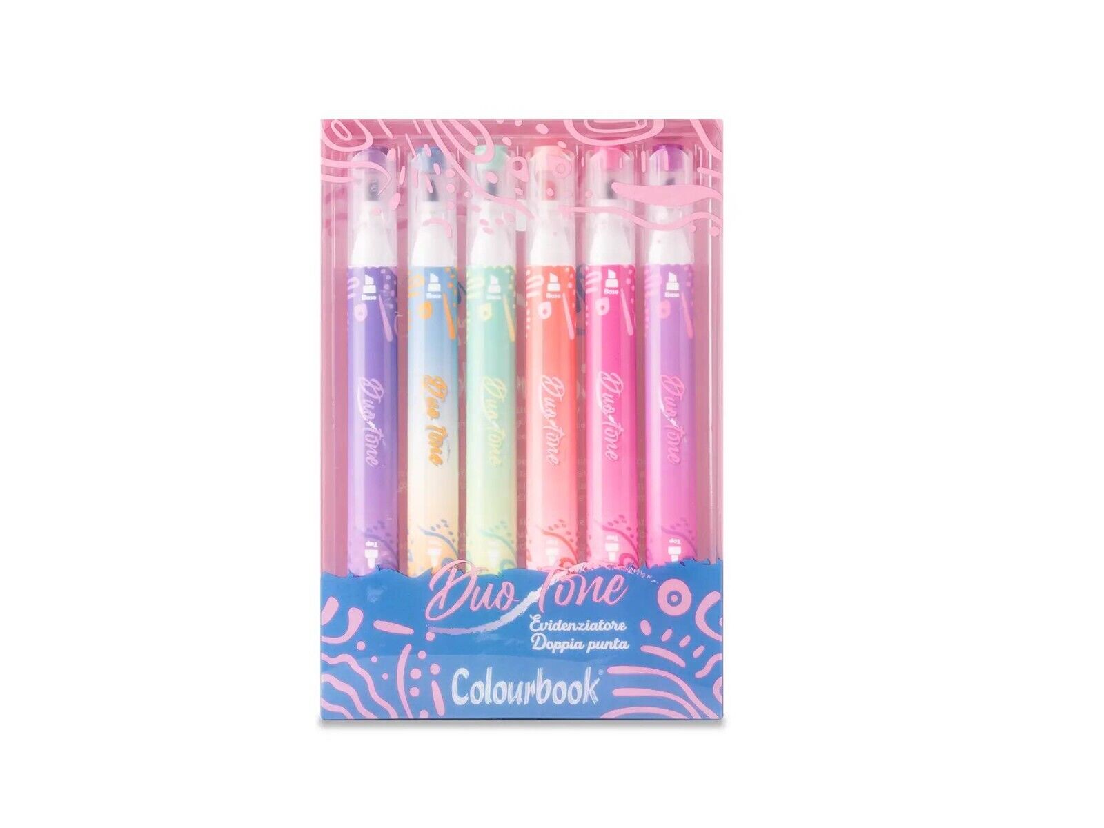 Evidenziatori Duo Tone Box 6 Evidenziatori Doppia Punta Colori Misti Colourbook