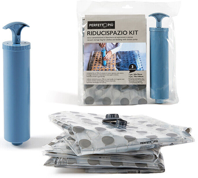 SACCHI SOTTOVUOTO CON ASPIRATORE 3 PZ PER INDUMENTI