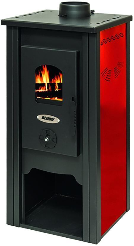 STUFA ACCIAIO ACCIAIO PRAGA PORTA VETRO ROSSO