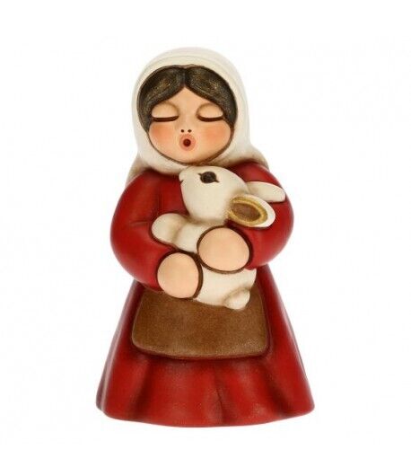 Donna con coniglio Thun Presepe Classico rosso  S3114A82