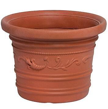 VASO TONDO FESTONATI PRESTIGE HDPE TERRACOTTA  40X30H CM