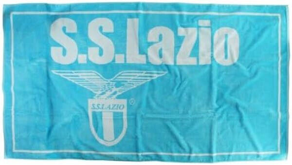 S.S. Lazio Telo Mare 100 x 180 cm - Prodotto Ufficiale Materiale Spugna Cotone