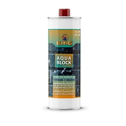 KING AQUA BLOCK, Impermeabilizzante Idrorepellente ad Effetto Perla, 1Lt (1)