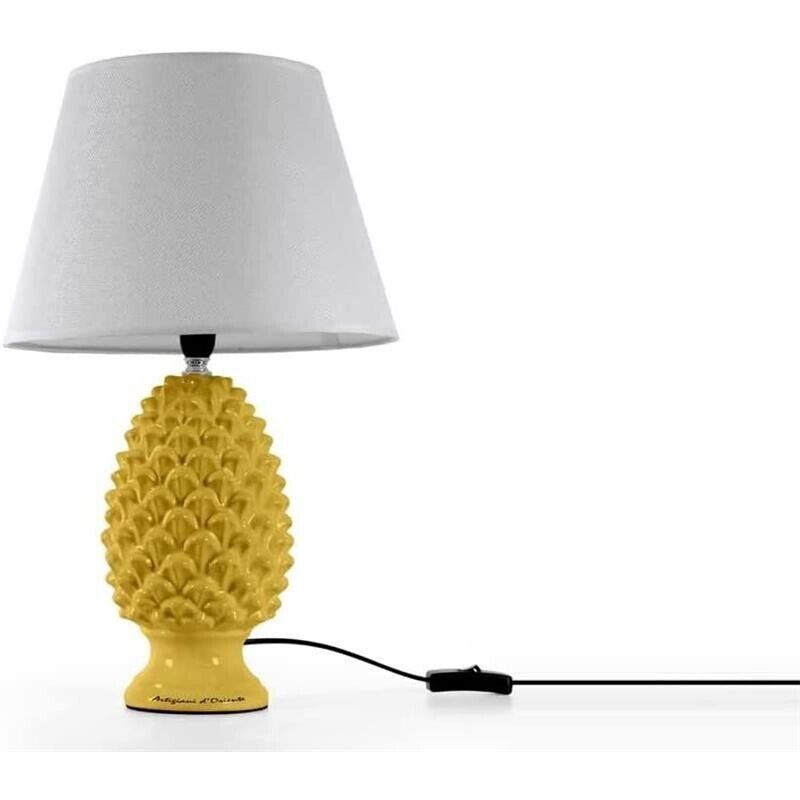LAMPADA LUMETTO CON DESIGN A PIGNA CON BASE IN COLORE GIALLO 44.5 CM
